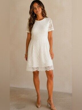 Topshop Chic Formal Cream Lace Midi Dress Size 6 Wedding Coquette Dress Formal
